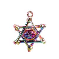 Tibetan Style Pendants, Hexagram, colorful plated, DIY, multi-colored, 25.50x20x2.50mm, Length:45 cm, Sold By PC