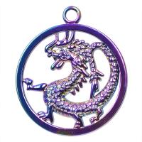 Tibetan Style Pendants, Dragon, colorful plated, DIY, multi-colored, 37x32mm, Length:45 cm, Sold By PC