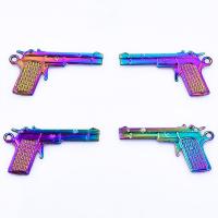 Pendentifs en alliage de zinc, pistolet, Placage coloré, DIY, multicolore, 41x23mm, Longueur:45 cm, Vendu par PC