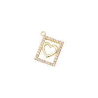 Cubic Zirconia Micro Pave Brass Pendant, Heart, gold color plated, DIY & micro pave cubic zirconia & hollow, nickel, lead & cadmium free, 11x14mm, Sold By PC