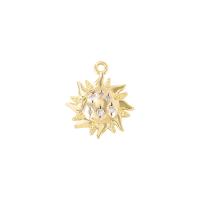 Cubic Zirconia Micro Pave Brass Pendant, Sun, gold color plated, DIY & micro pave cubic zirconia, nickel, lead & cadmium free, 14x14mm, Sold By PC