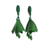 Brass Drop Earring with Seedbead & Plastic for woman 105mm Sold By Pair