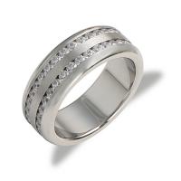 Titanium Steel Finger Ring, Donut, Unisex & with rhinestone, original color, 19x8mm, Sold By PC