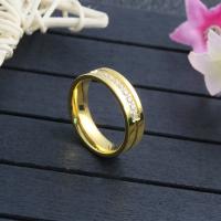 Rhinestone Stainless Steel Finger Ring 316L Stainless Steel Donut 18K gold plated Unisex & with rhinestone Sold By PC