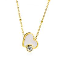 Stainless Steel Jewelry Necklace, 316L Stainless Steel, Heart, 18K gold plated, Unisex & with rhinestone, 10mm, Length:Approx 18.5 Inch, Sold By PC