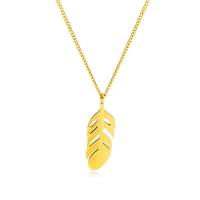 Stainless Steel Jewelry Necklace, 316L Stainless Steel, Leaf, 18K gold plated, Unisex, 22mm, Length:Approx 18.11 Inch, Sold By PC