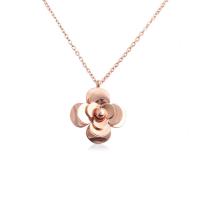 Stainless Steel Jewelry Necklace, 316L Stainless Steel, Flower, rose gold color plated, Unisex, 20mm, Length:Approx 19.68 Inch, Sold By PC
