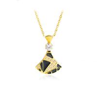 Stainless Steel Jewelry Necklace 316L Stainless Steel Fan 18K gold plated Unisex & enamel & with rhinestone 20mm Length Approx 19.68 Inch Sold By PC