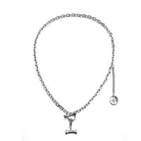 Titanium Steel Necklace with 1.96 inch extender chain Unisex original color Length Approx 19.68 Inch Sold By PC