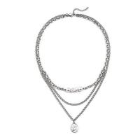Titanium Steel Necklace, with Plastic Pearl, with 1.96 inch extender chain, Unisex & multi-strand, original color, 60cm,50cm,20cm, Length:Approx 19.68 Inch, Sold By PC