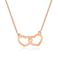 Titanium Steel Necklace with 2.76inch extender chain Heart rose gold color plated for woman 12mm Length 15.35 Inch Sold By PC