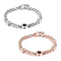 Stainless Steel Jewelry Bracelet, with 1.38inch extender chain, plated, micro pave cubic zirconia & for woman, more colors for choice, Length:6.69 Inch, Sold By PC