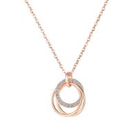 Cubic Zircon Micro Pave Brass Necklace, with stainless steel chain, with 1.97inch extender chain, rose gold color plated, micro pave cubic zirconia & for woman, nickel, lead & cadmium free, 9.50x11mm, Length:16.14 Inch, Sold By PC