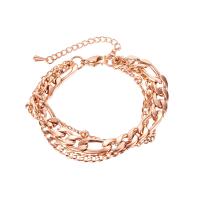Stainless Steel Jewelry Bracelet with 2.17inch extender chain plated multilayer & for woman Length 6.3 Inch Sold By PC