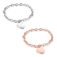 Bijoux bracelet en acier inoxydable, coeur, Placage, pavé de micro zircon & pour femme, plus de couleurs à choisir, Longueur:7.48 pouce, Vendu par PC
