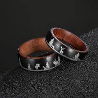 Titanium Steel Finger Ring, with Padauk, Unisex & different size for choice, Sold By PC