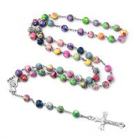 Rosary Necklace Zinc Alloy with Polymer Clay Crucifix Cross Unisex nickel lead & cadmium free Sold By Strand