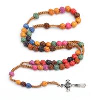 Rosary Necklace, Plastic, with Tibetan Style, Crucifix Cross, Unisex, 2.6*5cm,10mm, Length:21.06 Inch, Sold By PC
