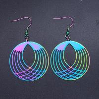 Stainless Steel Drop Earring, colorful plated, Unisex, multi-colored, 65x40mm, 10PCs/Bag, Sold By Bag