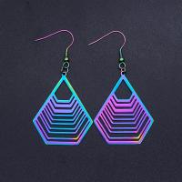 Stainless Steel Drop Earring, colorful plated, Unisex, multi-colored, 64x32.50mm, 10PCs/Bag, Sold By Bag