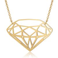 Titanium Steel Necklace, Diamond Shape, for woman, more colors for choice, 45x26mm, Length:40 cm, 5PCs/Bag, Sold By Bag