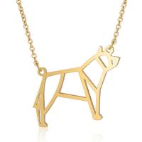 Titanium Steel Necklace, Wolf, for woman, more colors for choice, 32x22mm, Length:40 cm, 5PCs/Bag, Sold By Bag