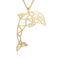 Titanstahl Halskette, Dolphin, für Frau, keine, 45x32mm, Länge:45 cm, 5PCs/Tasche, verkauft von Tasche