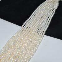 Runde ferskvandskulturperle Beads, Ferskvandsperle, du kan DIY, hvid, 6-7mm, Solgt Per 36-39 cm Strand
