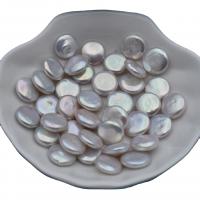 Cultured No Hole Freshwater Pearl Beads Flat Round DIY white 12mm Sold By PC