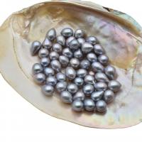 Cultured Half Drilled Freshwater Pearl Beads, Teardrop, DIY & half-drilled, grey, 8x10mm, Sold By PC