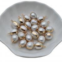 Pendentifs perles d'eau douce, perle d'eau douce cultivée, avec laiton, ovale, couleurs mélangées, 10mm, Vendu par PC