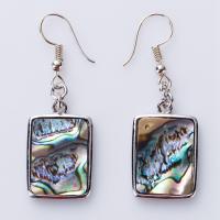 Shell Earrings Zinc Alloy with Abalone Shell Rectangle for woman mixed colors Sold By Pair