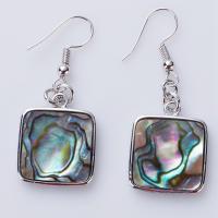 Shell Earrings Zinc Alloy with Abalone Shell Square for woman mixed colors Sold By Pair
