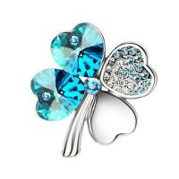 Zinc Alloy Brooches with Quartz Four Leaf Clover for woman Sold By PC