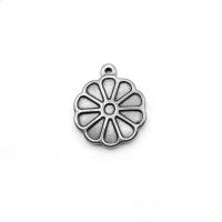 Stainless Steel Flower Pendant, Round, polished, silver color, 19x22mm, Sold By PC