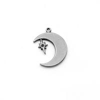 Stainless Steel Pendants, Moon, polished, silver color, 15x18mm, Sold By PC