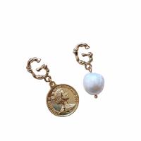 Freshwater Pearl Earrings, Brass, with pearl, real gold plated, Natural & fashion jewelry & for woman, Sold By Pair