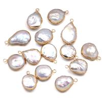 Freshwater Pearl Pendants, with Brass, gold color plated, Natural & fashion jewelry & DIY, purple pink, 14x19-15x23mm, Sold By PC