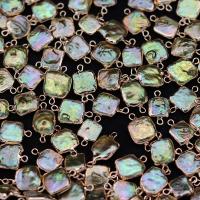 Perlas cultivadas de agua dulce Conector, con metal, Cuadrado, chapado en color dorado, Natural & Joyería & Bricolaje, 10x15-12x16mm, Vendido por UD
