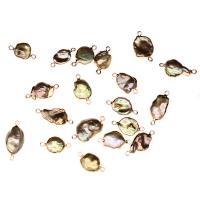 Freshwater Pearl Connector with Brass irregular gold color plated Natural & fashion jewelry & DIY 15x18- Sold By PC