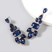 Zinc Alloy Drop Earrings plated fashion jewelry & for woman & with glass rhinestone & with rhinestone Sold By Pair