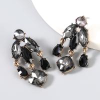Zinc Alloy Drop Earrings plated fashion jewelry & for woman & with rhinestone Sold By Pair