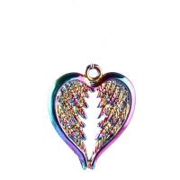 Wing Shaped Tibetan Style Pendants, Winged Heart, plated, DIY, multi-colored, 24x29.50mm, Length:45 cm, Sold By PC