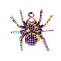 Κράμα ψευδάργυρου Μενταγιόν, Αράχνη, πολύχρωμα επιχρυσωμένο, DIY, πολύχρωμα, 25x25x4mm, Μήκος 45 cm, Sold Με PC