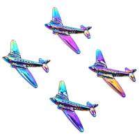 Tibetan Style Pendants, Airplane, colorful plated, DIY, multi-colored, 31x25mm, Length:45 cm, Sold By PC