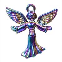 Colgantes de Aleación de Zinc, ala del ángel, chapado en colorido, Bricolaje, multicolor, 25x24mm, longitud:45 cm, Vendido por UD