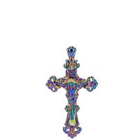 Pendentifs croix en alliage de zinc  , Placage, DIY, multicolore, 59x33mm, Longueur:45 cm, Vendu par PC