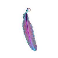 Tibetan Style Pendants, Feather, plated, DIY, multi-colored, 52x12x2mm, Length:45 cm, Sold By PC