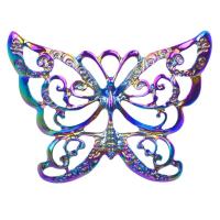 Cink ötvözet Animal Medálok, Pillangó, színes bevonattal, DIY, sokszínű, 43x60mm, Hossz 45 cm, Által értékesített PC