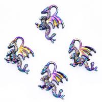 Pendentifs animaux en alliage de zinc, dragon, Placage coloré, DIY, multicolore, 20x15mm, Longueur 45 cm, Vendu par PC